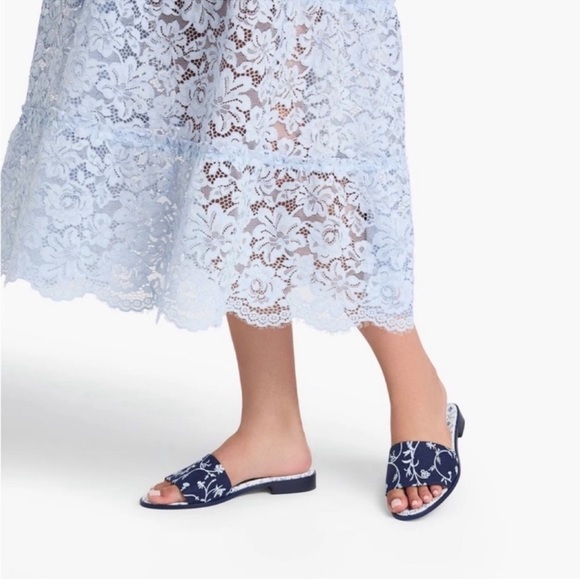 Hill House Shoes - NEW Hill House The Summer Slide in Navy Blue Floral Embroidery size 38.5/8.5